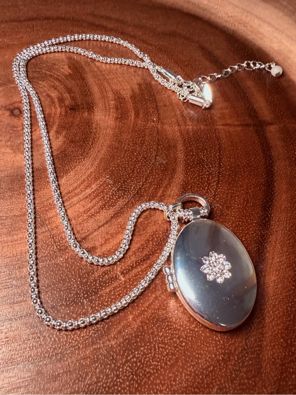 AVON Silver Floral Locket Necklace - Women's Jewelry